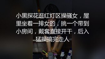 小黑探花逛红灯区操骚女，屋里坐着一排女的，挑一个带到小房间，戴套直接开干，后入猛操搞完走人