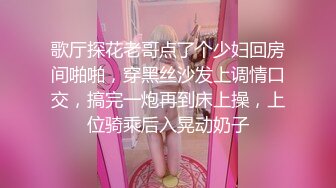 歌厅探花老哥点了个少妇回房间啪啪，穿黑丝沙发上调情口交，搞完一炮再到床上操，上位骑乘后入晃动奶子